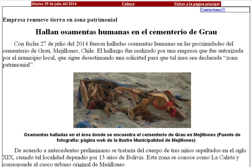 Información aparecida en el Diario Electrónico de Mejillones, que se basó en la misma página del municipio.